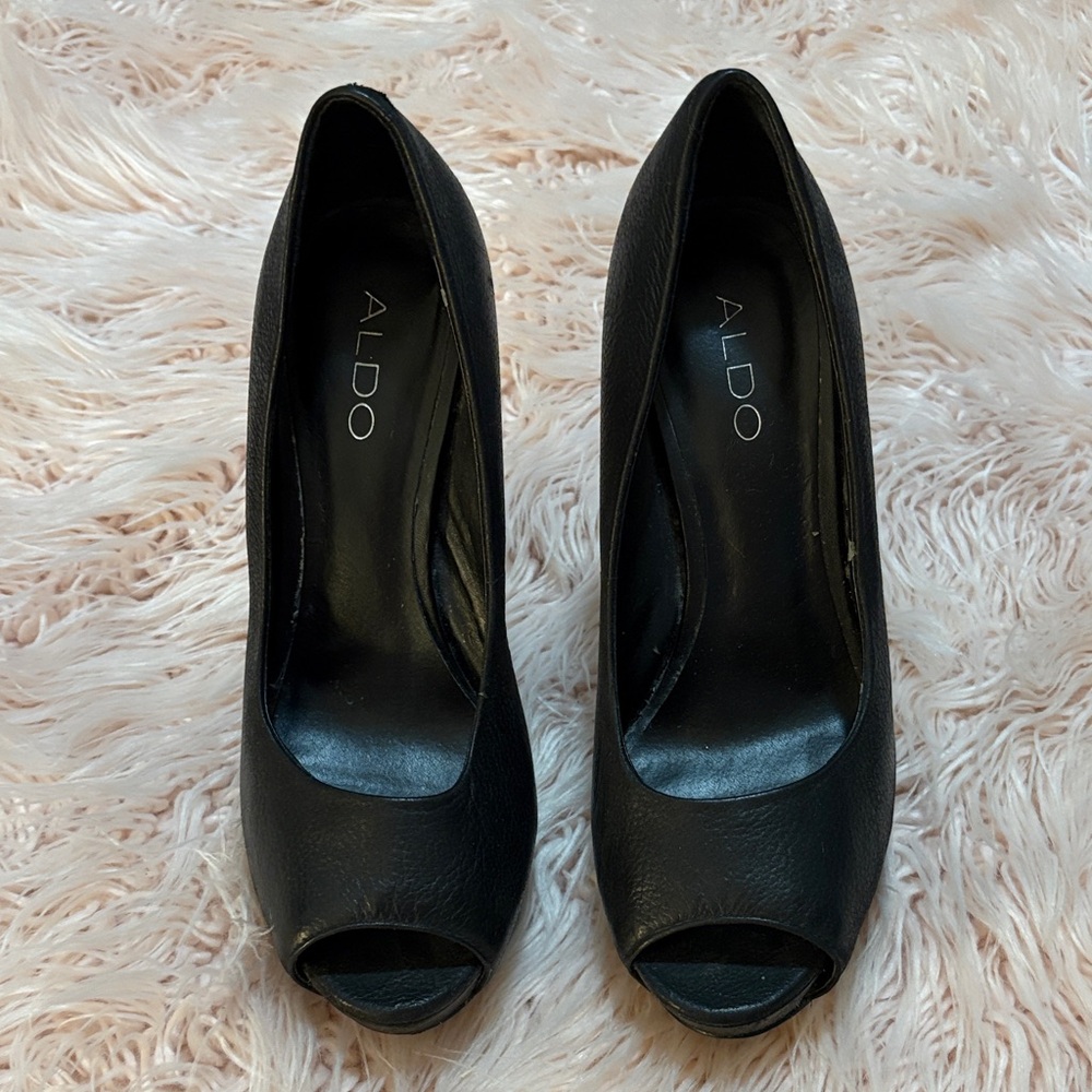 Aldo Elegant Black Peep Toe Heels